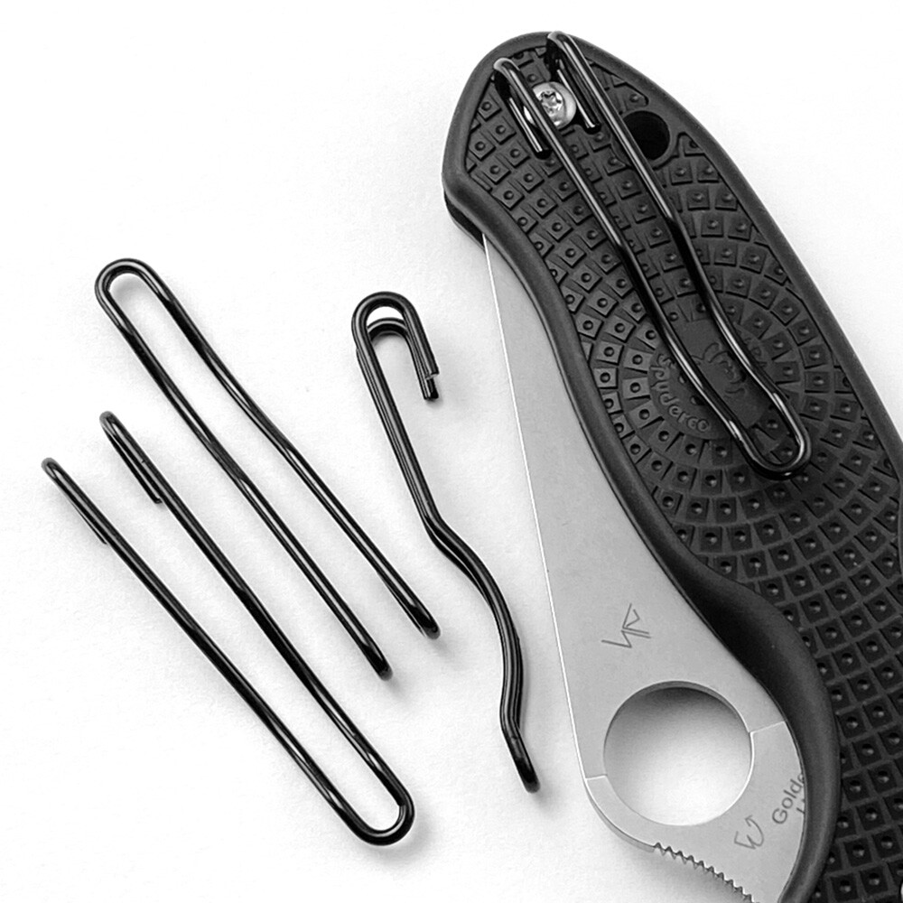 Replacement Black Silver Deep Carry Wire Pocket Clip For Spyderco