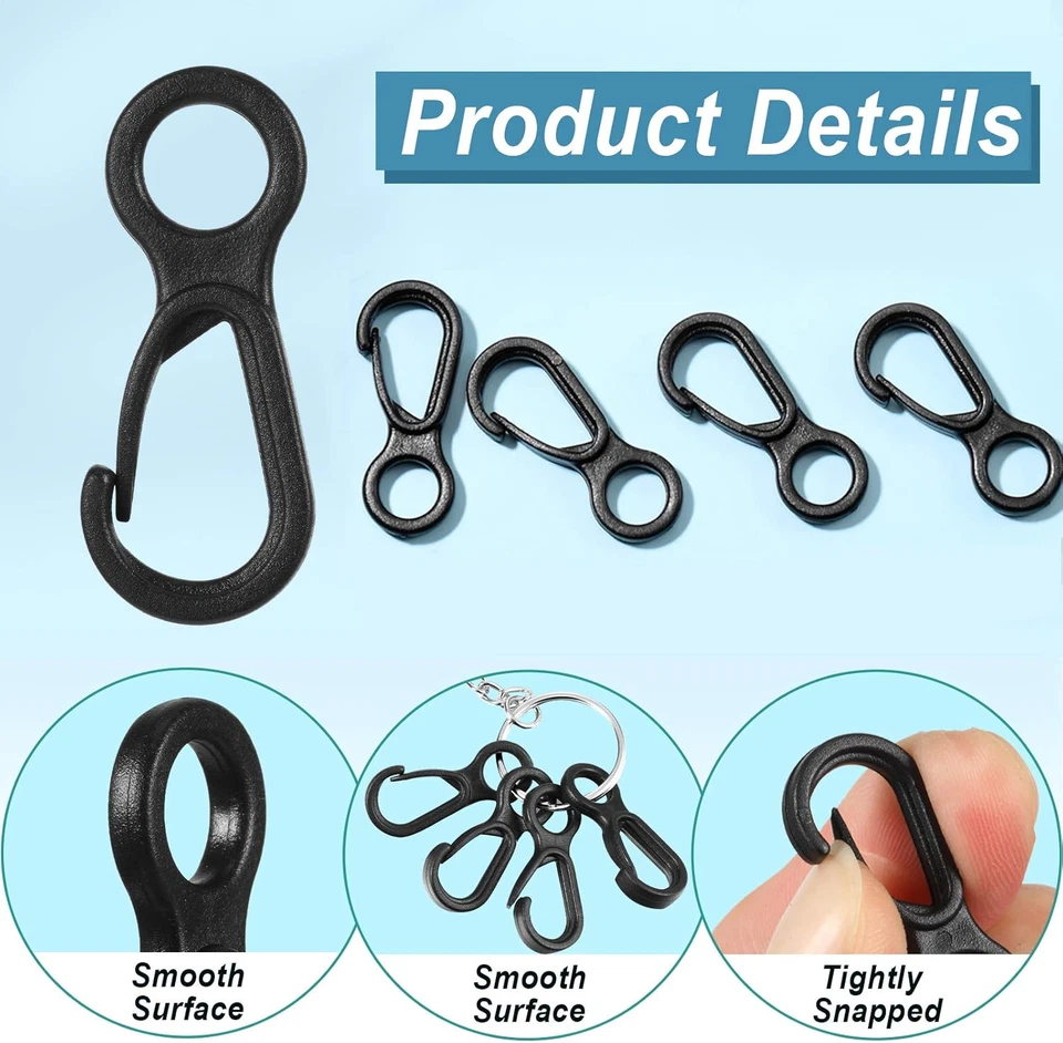 100 piezas Gancho de cordón Cierre de langosta de plástico Mini cordón Clip a presión Gancho Resorte Ha Foto 3 de 4