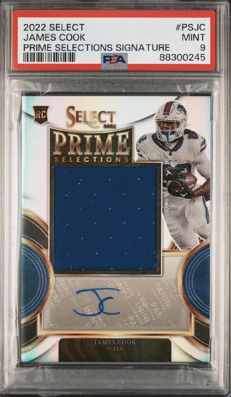 James Cook Panini Select Prime Selections Signatures #PSJC Base