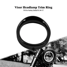 7'' Headlight Black Trim Headlamp Visor Ring Fit For Harley Softail FL 94 - 17