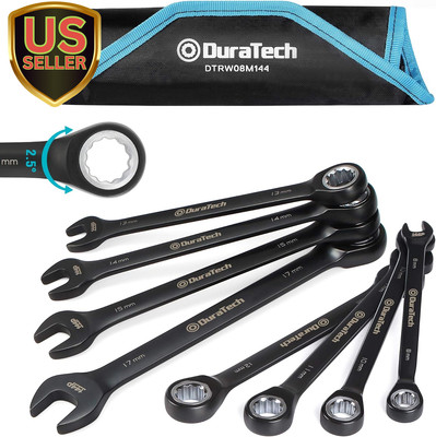 144-Position Ratcheting Wrench Set, Metric, 8-Piece, 2.5