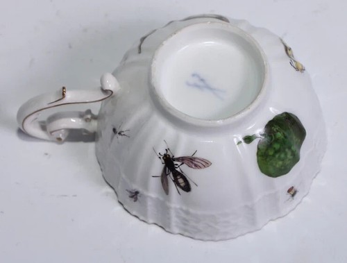 Meissen Porcelain Fruit, & Bugs Tea Cup & Saucer 1740 - Picture 5 of 18