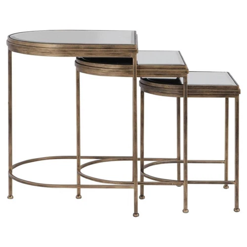 Uttermost India Contemporary Metal Nesting Tables in Antique Gold (Set of 3) - Picture 3 of 9
