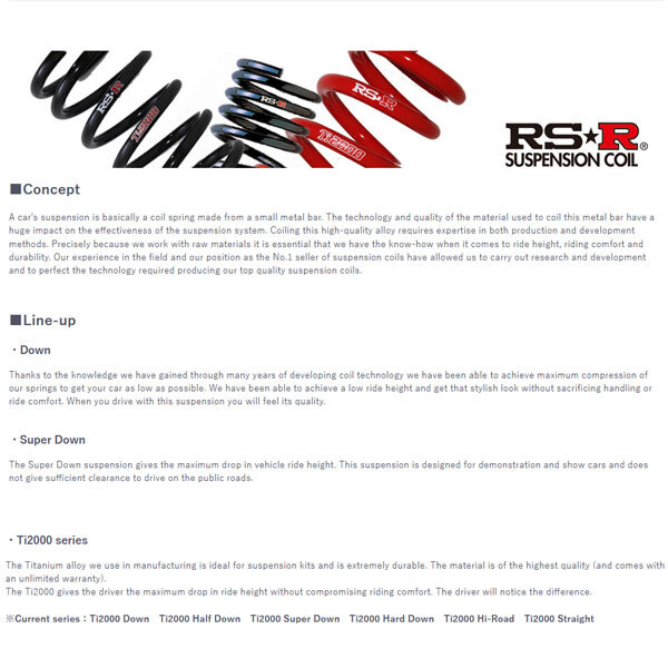 RS-R Ti2000 Down Lowering Springs BMW 3 F30(3B20) 24/4~320i M