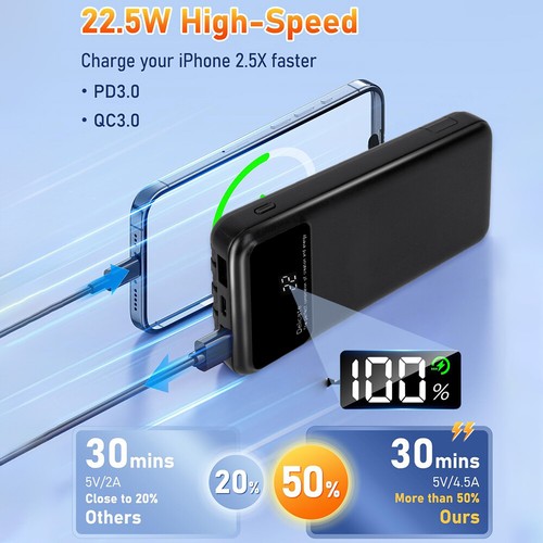 9000000mAh Power Bank Tragbar Schnellladegerät Externer Batterie Ladegerät Handy - Zdjęcie 7 z 24