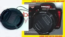 SNAP-ON FRONT LENS CAP DIRECTLY to CAMERA SAMSUNG WB1100 F WB1100F +HOLDER
