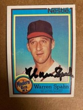 Watrren Spahn Braves  Signed 1987 Topps Nestle Dream Team Card  with COA