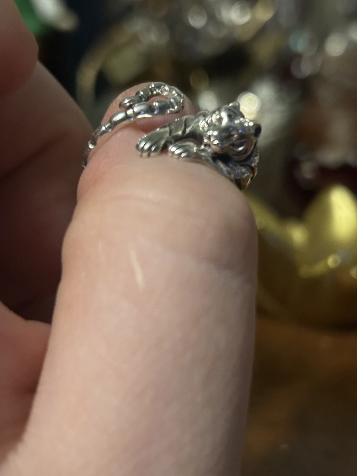 Sterling Silver Tiger Adjustable Ring - image 2