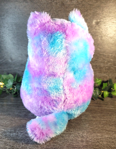 Kellytoy My Chubby Cat Rainbow/ Tie-dye Pastel Purple/Blue. Kitty Cat Plush. - Picture 3 of 9