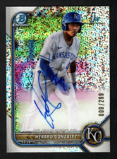 Herard Gonzalez 2022 Bowman Chrome 1st Year Speckle Refractor Auto /299 Royals