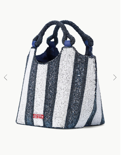 STAUD COTE BEADED BAG BRETON STRIPE MSRP$395 French Chic - Picture 10 of 22