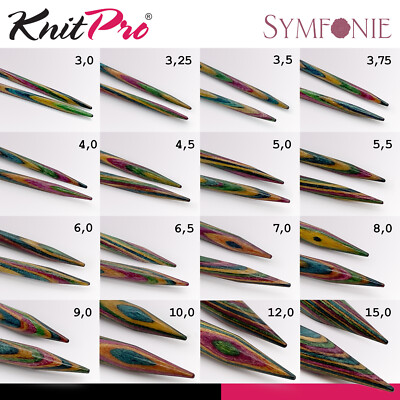 KnitPro Symfonie Austauschbare Nadelspitzen Normallänge Holz handwarm 16 Größen