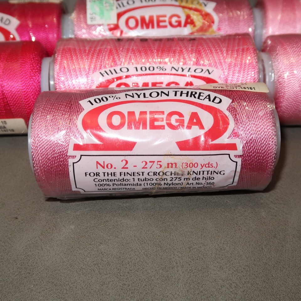 7 Skeins OMEGA 100% Nylon Thread #2 - Pink Rose Fuschia tones - 275 ...
