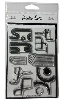 Maker Forte Pattern Play 4x6 Clear Stamp Set Abstract Geometric Background Shape