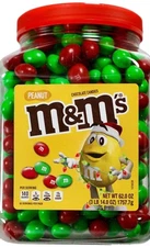 New M&M's Holiday Peanut Chocolate Candies - Green/Red 62 Ounce, Christmas Snack