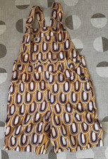 Lucy & Yak Short Dungarees NWT UK 8 10 Retro Geometric Festival Summer