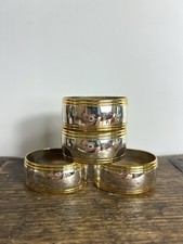 Vintage Napkin Rings - Set Of 4 Silver Plated & Gold Napkin Rings - GC