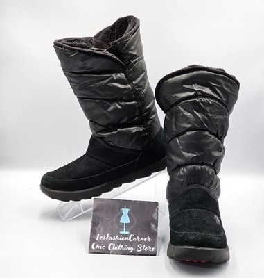 The North Face Women's Black Suede Kadin Shiny Insulated Winter Boots Sz 7 2969