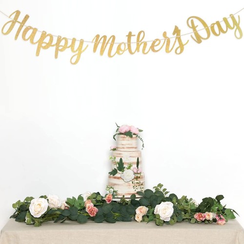 Happy Mother's Day Decorations Banner - NO DIY - Gold Glitter Mothers - Picture 5 of 6