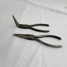 2x Vintage UTICA TOOLS #654-6" long + 888 bent needle nose side cutter pliers
