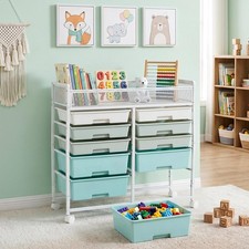 10 Drawers Rolling Cart Storage Multicolor Scrapbook Paper Toy storage