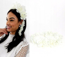   Bride Wreath Flower Headband Crown Garland Wedding OffWhite Festive Costume NEW
