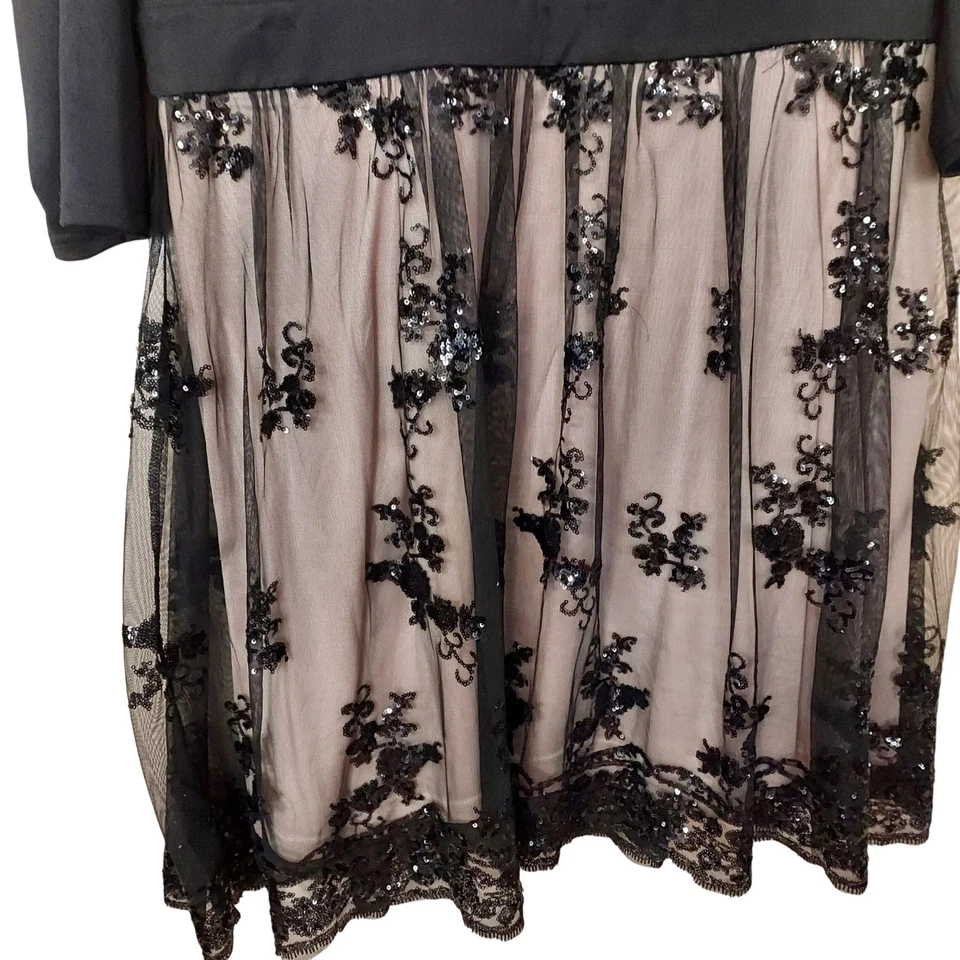 Plus Size Black Sequin Lace Party Dress Cocktail Formal 20W - Image 4 of 4