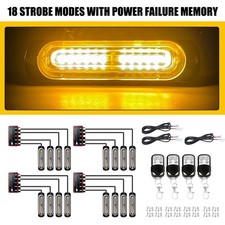 4X 12 LED Amber Recovery Strobe Marker Light Flashing Light Bar Beacon Car 12V