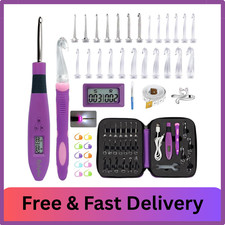 Light Up Crochet Hooks Set-18 Sizes Digital Crochet Hook with Counter