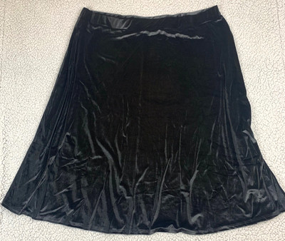 J Lee Skirt Women s 2XL Black Velvet A-Line Midi Pull-On Stretch
