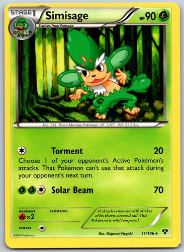 Simisage 11/146 XY Base Set Rare Pokemon TCG NM English 2014