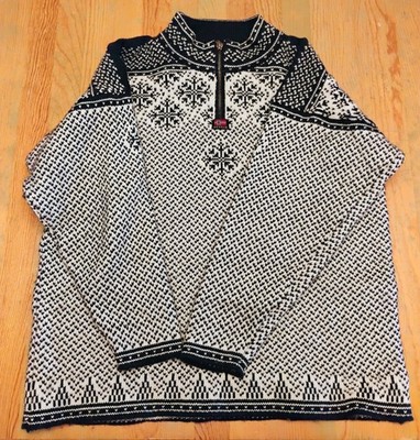 Devold Sweater Men's Medium Pure New Wool, Quarter-zip collar