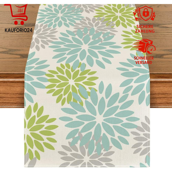 TischläUfer Blumen GrüN Dahlien 40X180 Cm Saisonal KüChe Dekoration Party-image