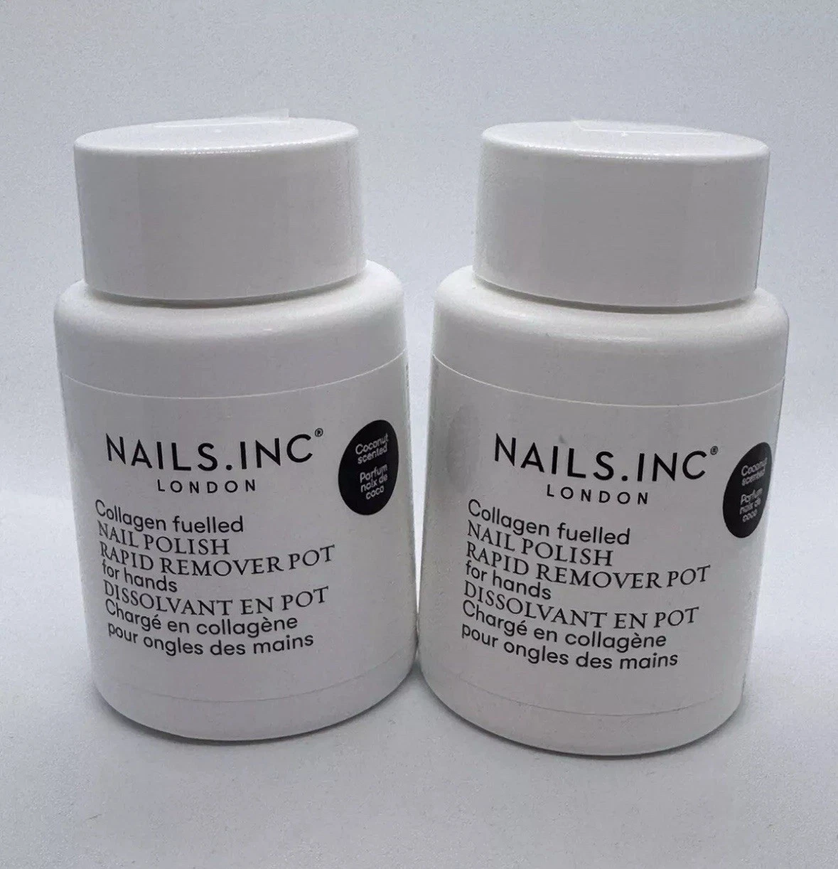2 X Nails Inc Nail Polish Remover Pots For Nails Coconut Scent Full Size New