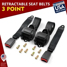 Retractable 3 Point Safety Seat Belt Straps Car Auto Vehicle Adjustable Belt Kit