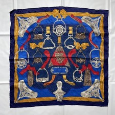 HERMES Carre 60 ETRIERS Scarf Navy X Multicolor Women