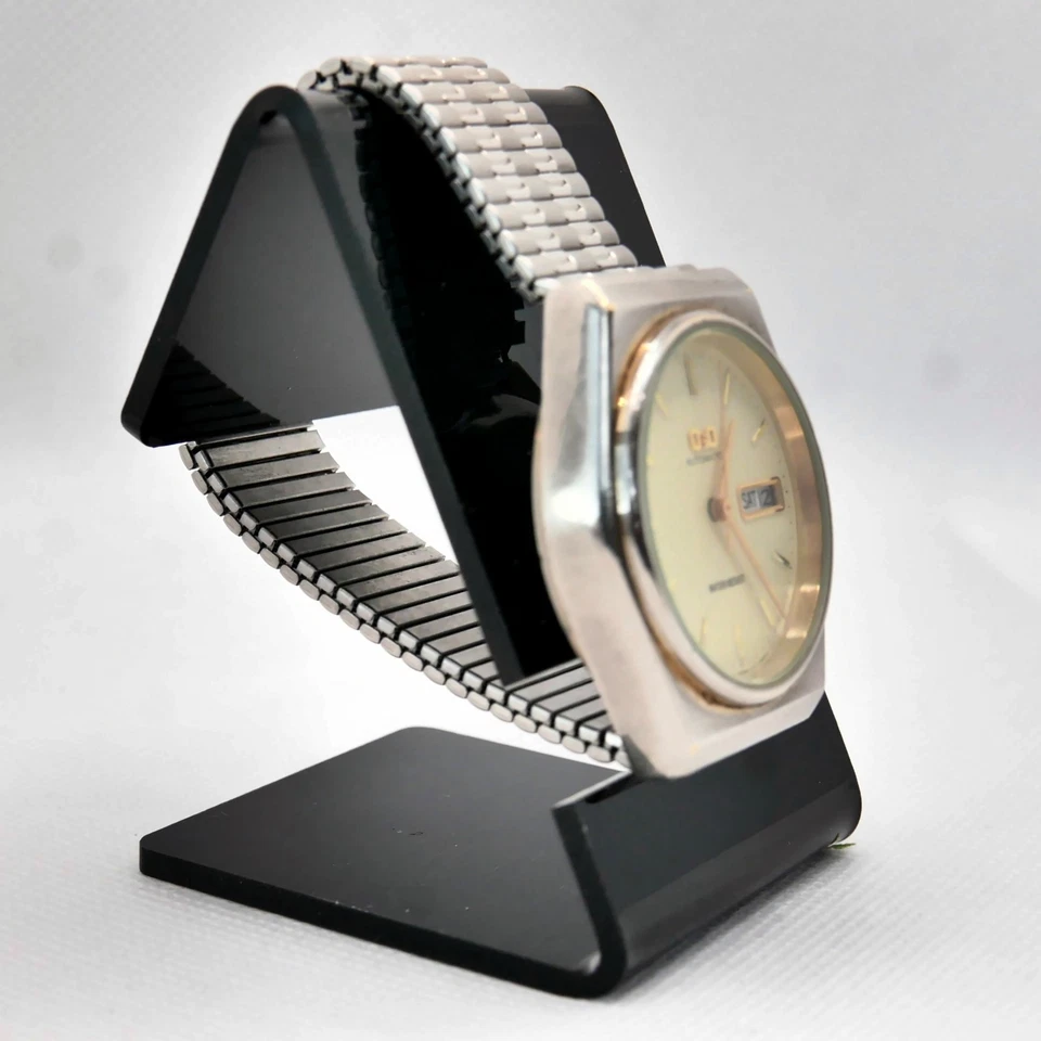 Reloj de pulsera automático Q&Q vintage para hombre - día/fecha - correa de acero inoxidable - probado Foto 2 de 4