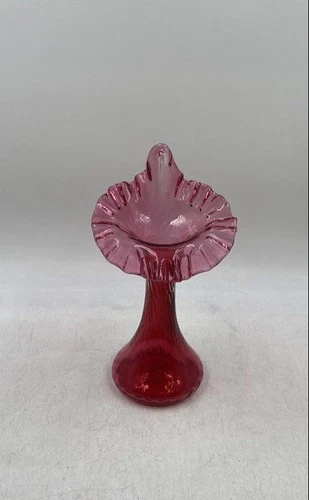 Vintage Fenton Ruby Red Glass Tulip Handmade Home Decorative Vase