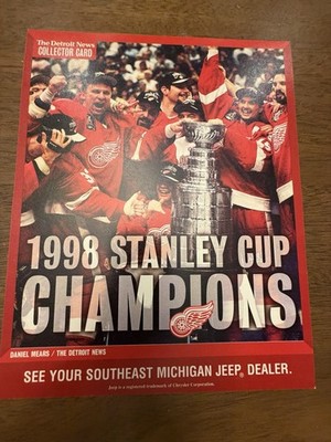 1998 STANLEY CUP CHAMP Detroit News /Press DETROIT RED WINGS 8x10 Collector Card
