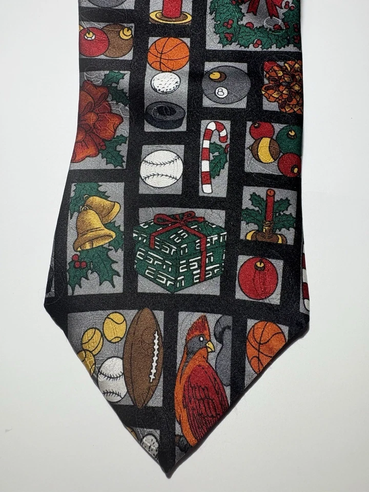 Corbata de Navidad deportiva multicolor de golf Ash Creek Trading para hombre 100 % seda Foto 2 de 4