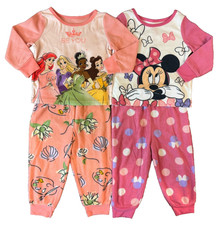 Disney Minnie Mouse Princess Pajamas Sets 2T Fleece Lot Belle Tiana Ariel Be You