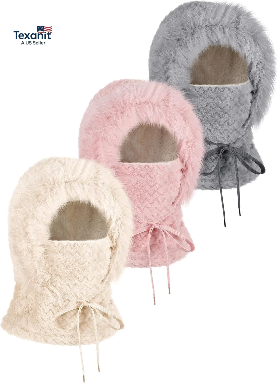 3 Pack Winter Ski Mask Balaclava for Women Face Mask 3 in 1 Neck Warmer Hood Sca