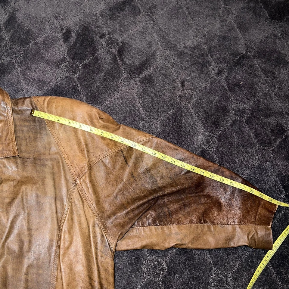 Gabardina Winlit Vintage de cuero marrón talla mediana defectos menores  Foto 4 de 4