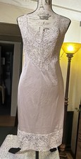 Vintage Vanity Fair Beige Full Slip Size 36 Nylon  Lace Lingerie Style 10-752