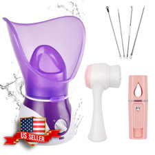Nano Ionic Facial Steamer for Deep Cleaning with Blackhead Remover Kit, Purple