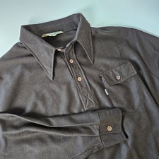 VTG Levis Panatela Shirt Mens XL Brown Disco Big Collar Disco Retro 70s