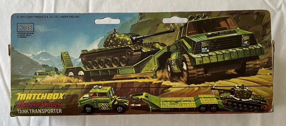 Matchbox Battle Kings K106 Army Tank Transporter with Tank And Original Box - Image 2 of 4