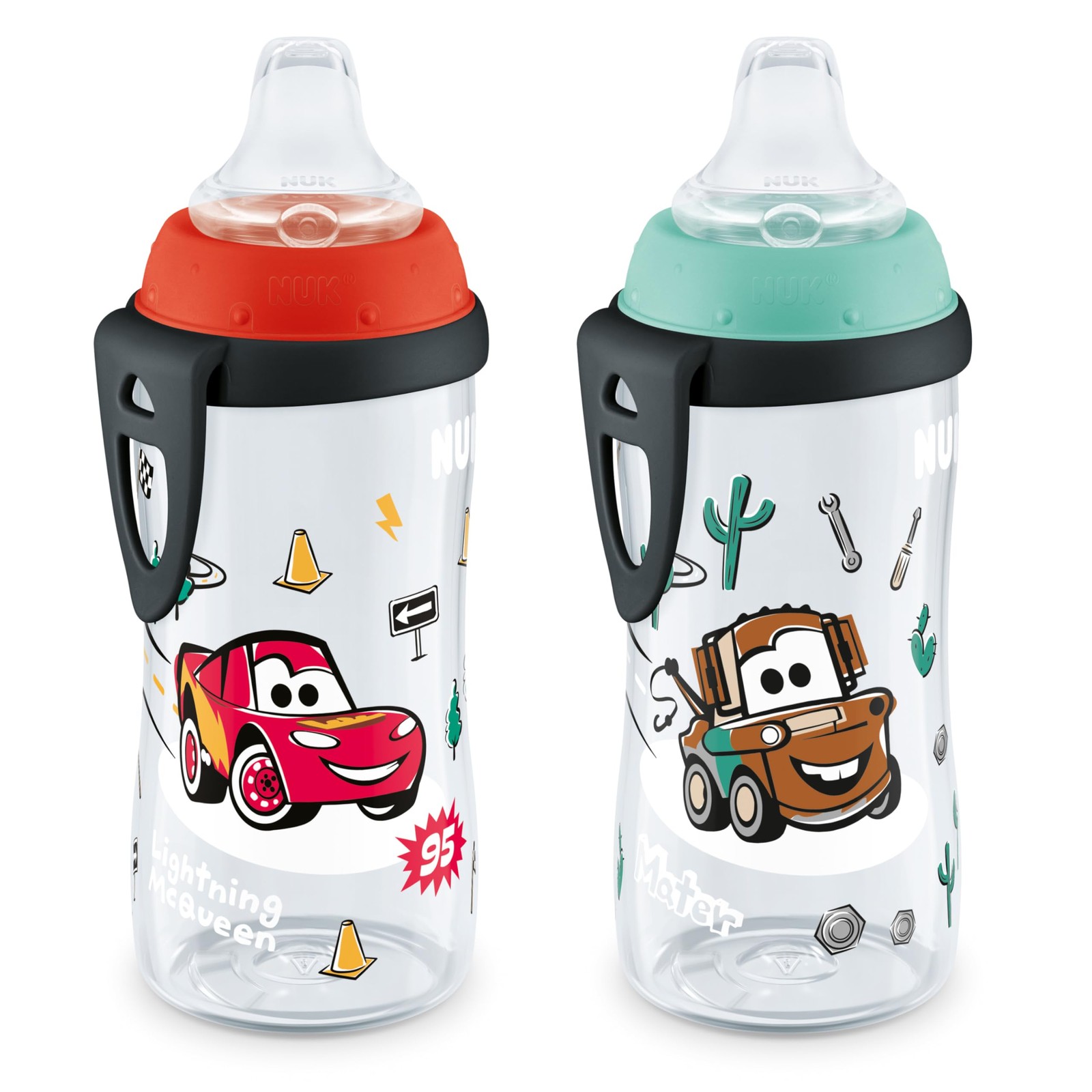 NUK Active Sippy Cup, 10 oz, 2 Pack, Disney's Cars, 10 Ounces, Cars 