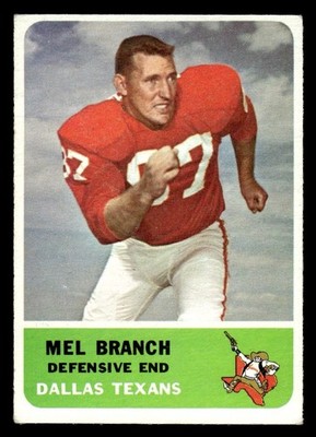 1962 Fleer Football #32 Mel Branch VG *e1