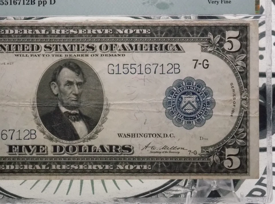 1914 $5 Federal Reserve Large Note *CHICAGO* Fr#871a PMG VF30 Very Fine FRN - Image 3 of 4